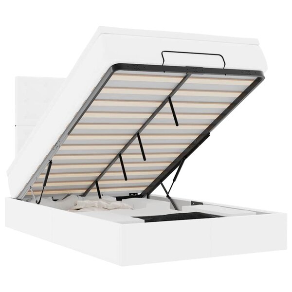 VidaXL Cadre de lit ottoman avec matelas blanc 120x200 cm similicuir