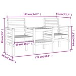 vidaXL Banc de jardin avec table 2 places bois de pin massif