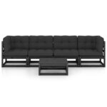 vidaXL Salon de jardin 5 Pièces avec coussins Bois de pin massif