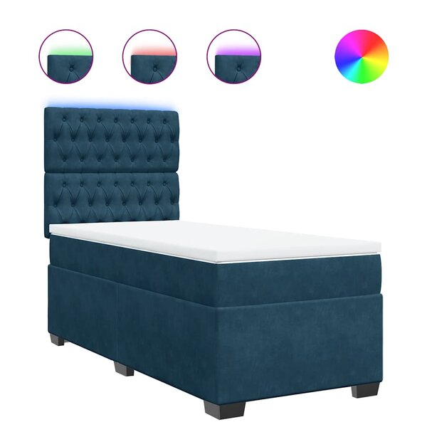 vidaXL Sommier à lattes de lit avec matelas bleu 80x200 cm velours