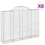 vidaXL Paniers à gabions arqués 8 Pièces 200x30x140/160 cm Fer galvanisé