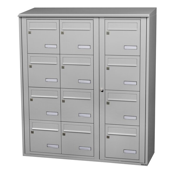 Bloc collectif Leabox 3x4 grade 3 simple face extérieur fixation murale gris clair ral 7035 finition brillante