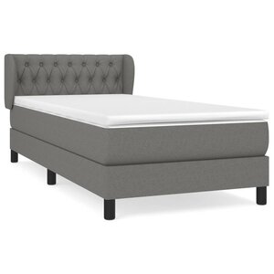 vidaXL Sommier à lattes de lit avec matelas Gris foncé 90x200 cm Tissu