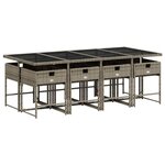 vidaXL Ensemble à manger de jardin 9 Pièces coussins gris résine tressée