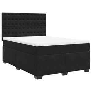 vidaXL Sommier à lattes de lit et matelas Noir 160x200 cm Velours