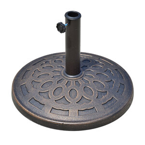 Pied de parasol base de lestage parasol rond résine imitation fonte motif rosace Ø 49 cm poids net 12 Kg bronze