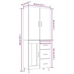 vidaXL Buffet haut Blanc 69 5x34x180 cm Bois d'ingénierie