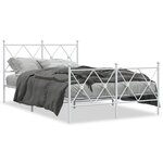 vidaXL Cadre de lit métal sans matelas et pied de lit blanc 120x190 cm