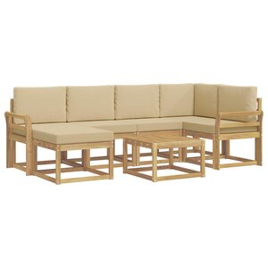 vidaXL Ensemble de canapés d'extérieur 7 pc Blanc et Beige