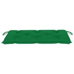 vidaXL Banc de jardin avec coussin vert 112 cm Bois de teck massif