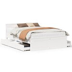 vidaXL Cadre de lit sans matelas avec tête de lit blanc 140x190 cm pin