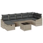 vidaXL Ensemble de canapé de jardin 8 Pièces Gris clair Poly rotin
