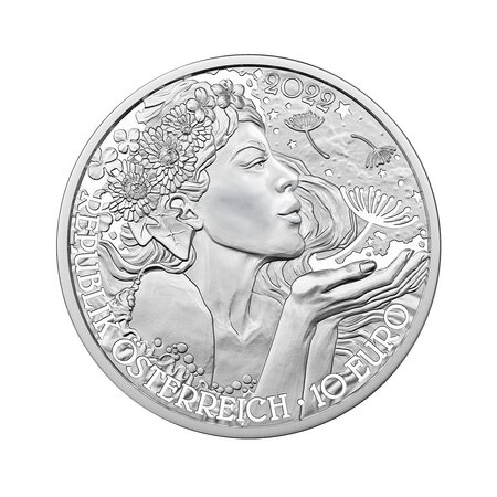 Pièce de monnaie 10 euro Autriche 2022 argent BE – Pissenlit
