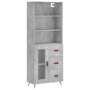 vidaXL Buffet haut Gris béton 69 5x34x180 cm Bois d'ingénierie