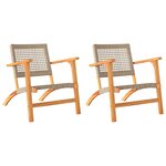 vidaXL Chaises de jardin lot de 2 beige résine tressée bois d’acacia
