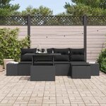 vidaXL Ensemble de canapé de jardin avec coussin 6 Pièces Noir polyrotin