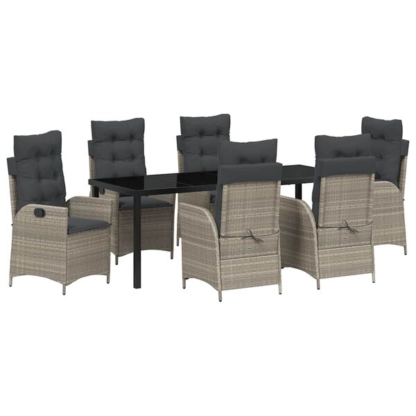 vidaXL Ensemble de salle à manger pour jardin 7 Pièces Gris clair