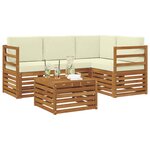 vidaXL Ensemble de canapés d'extérieur 5 pc Naturel et Crème Polyester