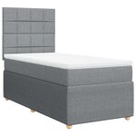 vidaXL Sommier à lattes de lit et matelas Gris clair 90x190 cm Tissu
