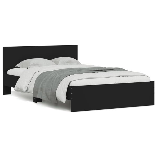 vidaXL Cadre de lit avec tête de lit noir 135x190 cm