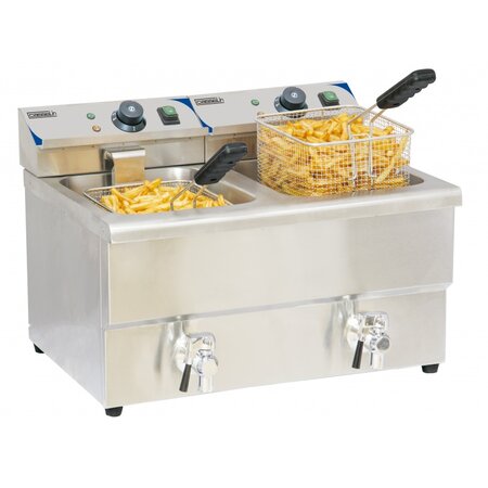 Friteuse électrique avec vanne de vidange 2 x 8 litres cfev82