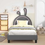 vidaXL Cadre de lit pour enfants avec tête de lit Gris clair PU