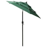 vidaXL Parasol de jardin à 3 niveaux avec mât en aluminium vert 2 m