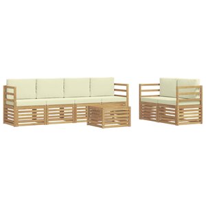 vidaXL Ensemble de canapés d'extérieur 7 pc Blanc et crème Polyester