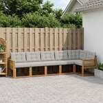 vidaXL Ensemble de canapés d'extérieur 6 Pièces Naturel et gris clair