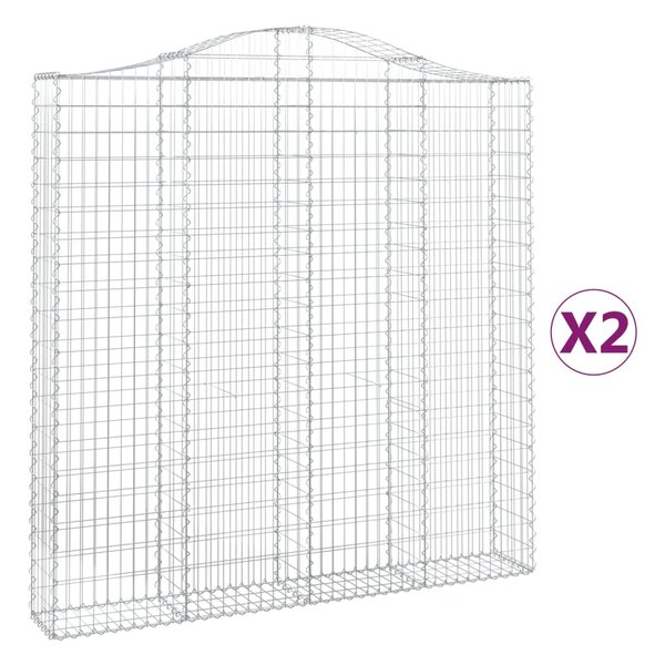 vidaXL Paniers à gabions arqués 2 Pièces 200x30x200/220 cm fer galvanisé