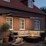 vidaXL Cadre de store manuel avec LEDs Marron et anthracite 3 5 x 2 m