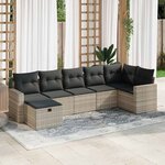 vidaXL Salon de jardin avec coussins 7 Pièces gris clair résine tressée