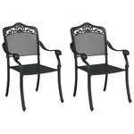 vidaXL Chaise de jardin 2 Pièces Noir 55 x 55 x 92 5cm Aluminium