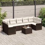 vidaXL Ensemble de canapé de jardin avec coussin 8 Pièces Marron  Crème