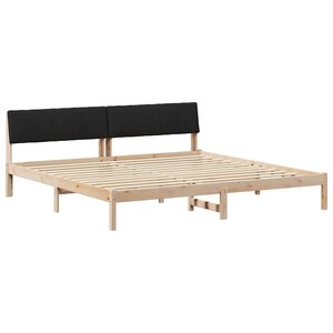 vidaXL Cadre de lit Marron et noir 200 x 200 cm Bois massif en pin