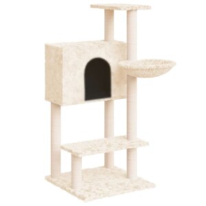 vidaXL Arbre à chat avec griffoirs en sisal Crème 108 5 cm