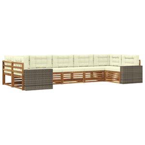 vidaXL Ensemble de canapés d'extérieur 7 pc Naturel et Crème