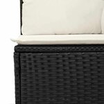 vidaXL Ensemble de canapé de jardin avec coussin 3 Pièces Noir polyrotin