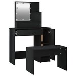 vidaXL Ensemble de coiffeuse avec LED Noir Bois d'ingénierie