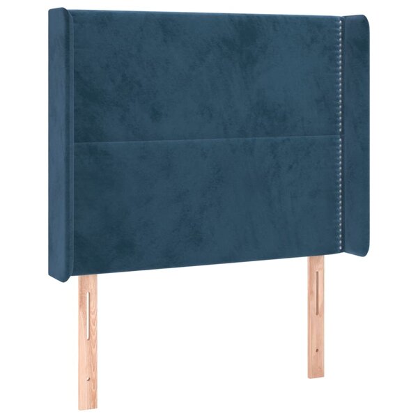 vidaXL Tête de lit avec oreilles Bleu foncé 93x16x118/128 cm Velours