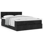 vidaXL Lit ottoman avec matelas noir 140x200 cm tissu
