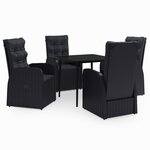 vidaXL Ensemble à manger de jardin avec coussins 5 Pièces Noir