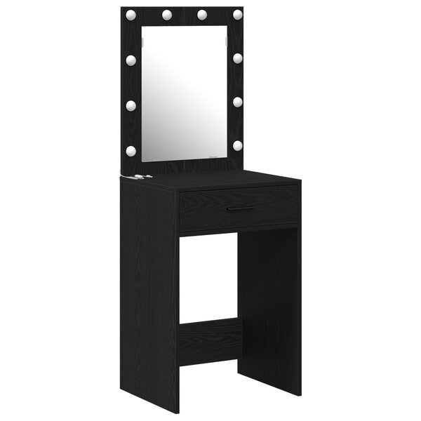 vidaXL Table de maquillage avec lumières LED Chêne noir 50x41x135 cm
