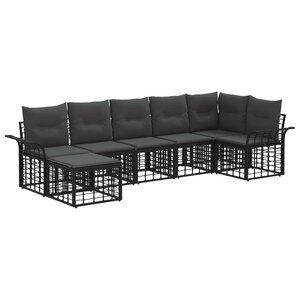 vidaXL Ensemble de canapés d'extérieur 7 pc Noir et Gris foncé