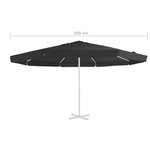 vidaXL Tissu de remplacement pour parasol d'extérieur Noir 500 cm