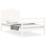 vidaXL Cadre de lit et tête de lit blanc 100x200 cm bois massif
