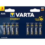 Varta pack de 8 piles alcalines energy aaa (lr03) 1 5v