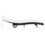 vidaXL Chaise longue avec roues et coussin Résine tressée Noir