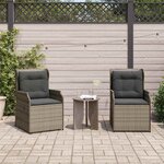 vidaXL Banc de jardin avec coussin 2 Pièces Gris Poly rotin