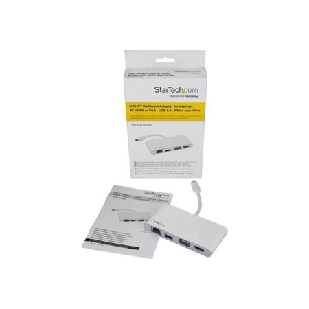 STARTECH.COM Adaptateur multiport USB-C pour ordinateur portable - HDMI 4K ou VGA - GbE - USB 3.0